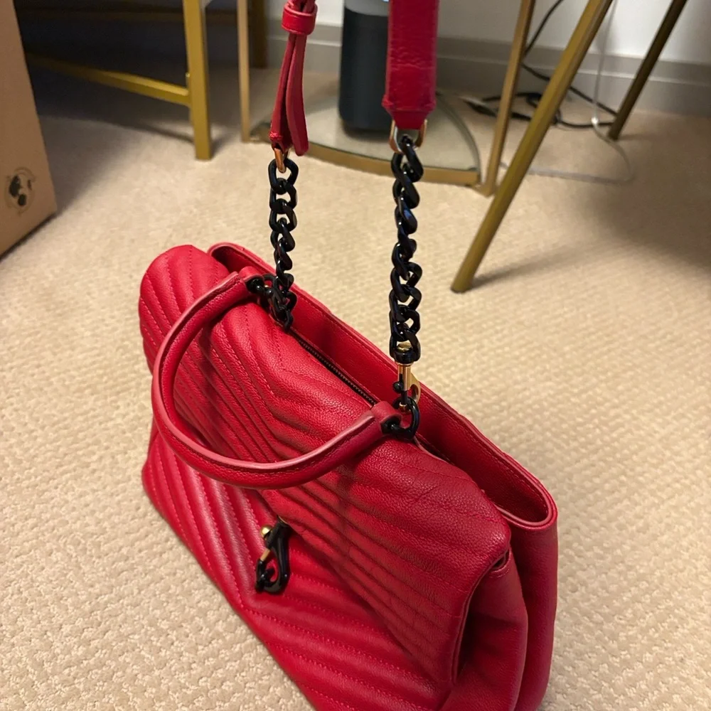 Rebecca Minkoff Red Quilted Satchel with Black Hardware - Picture 6 of 14